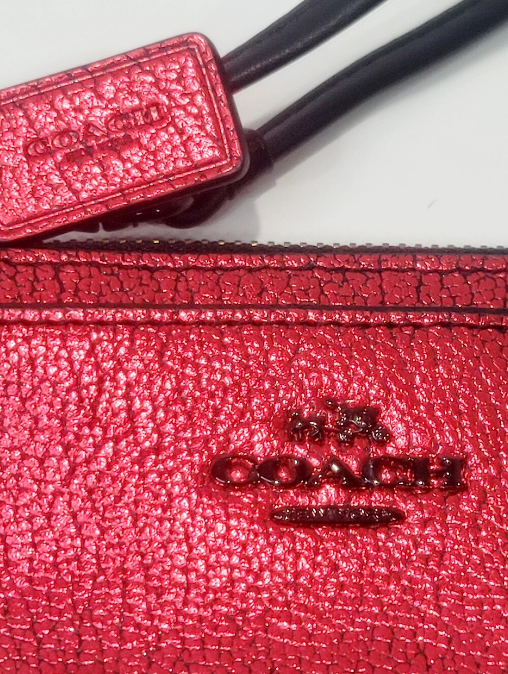 Coach Metallic Red Wristlet Double Zip Pouch with Hang Tag Great Cond - Picture 7 of 14